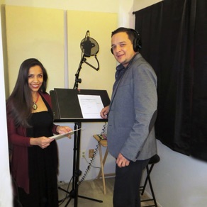 Guillermo del Rio and Olivia Ramos recording at Lan Media Productions.